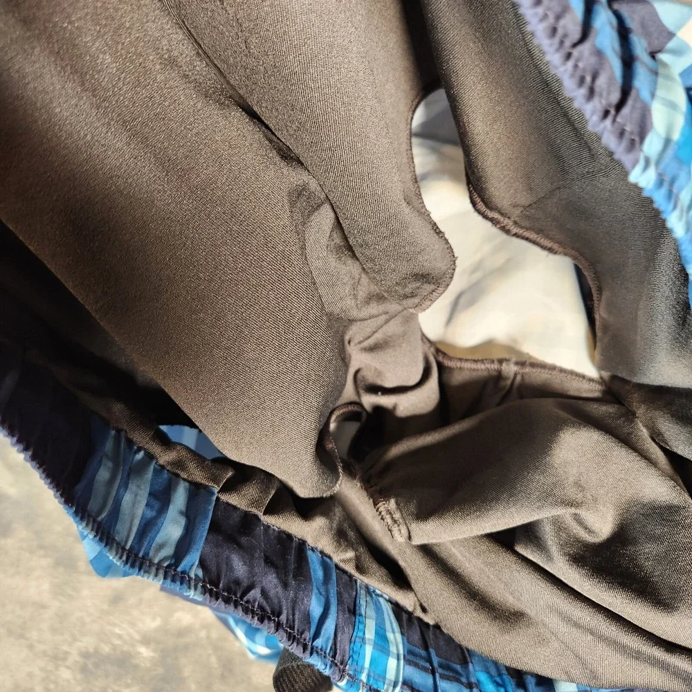 The North Face Swim Trunks Men's Large 36X8 Blue‎ Plaid Board Shorts Pockets